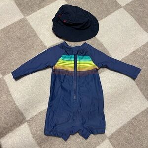 Old navy swim rash guard and hat 0-3 months